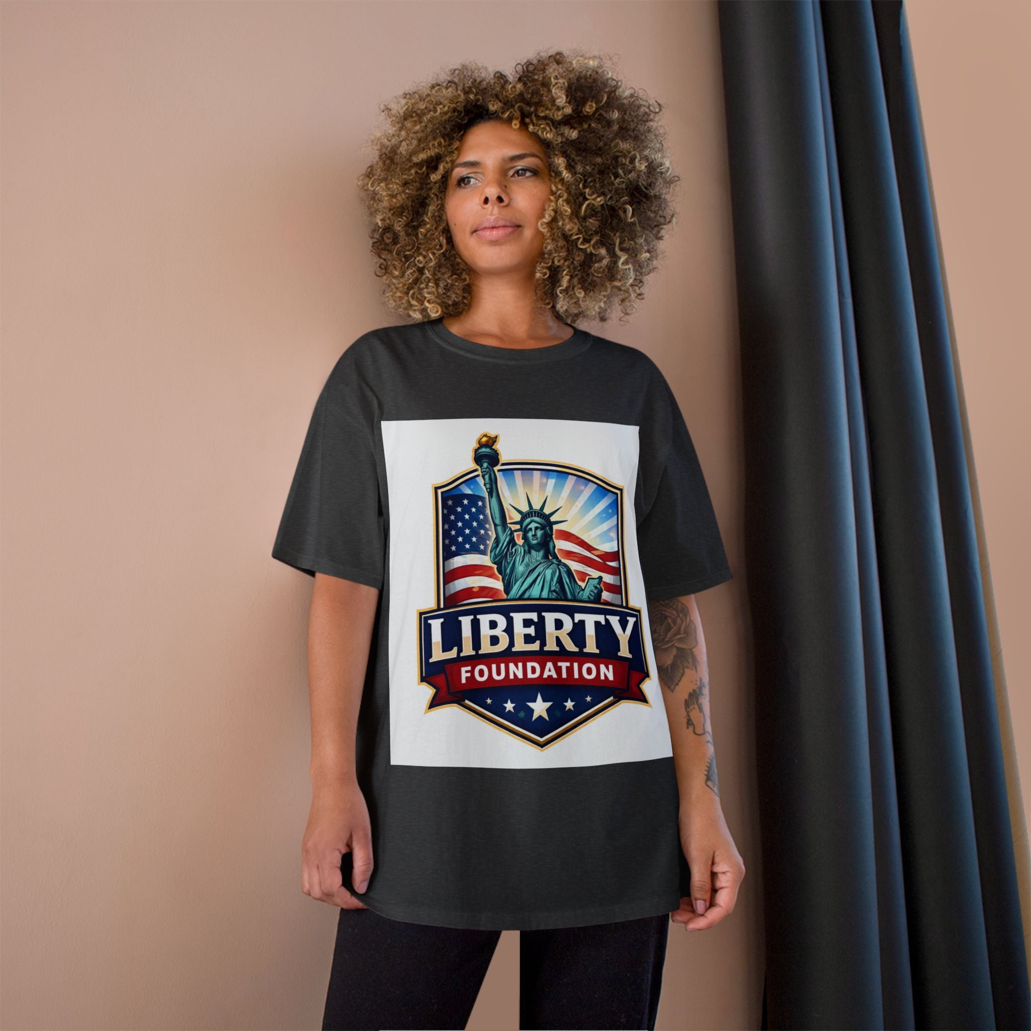 Liberty Foundation T-Shirt – Statue of Liberty American Flag Patriotic Tee