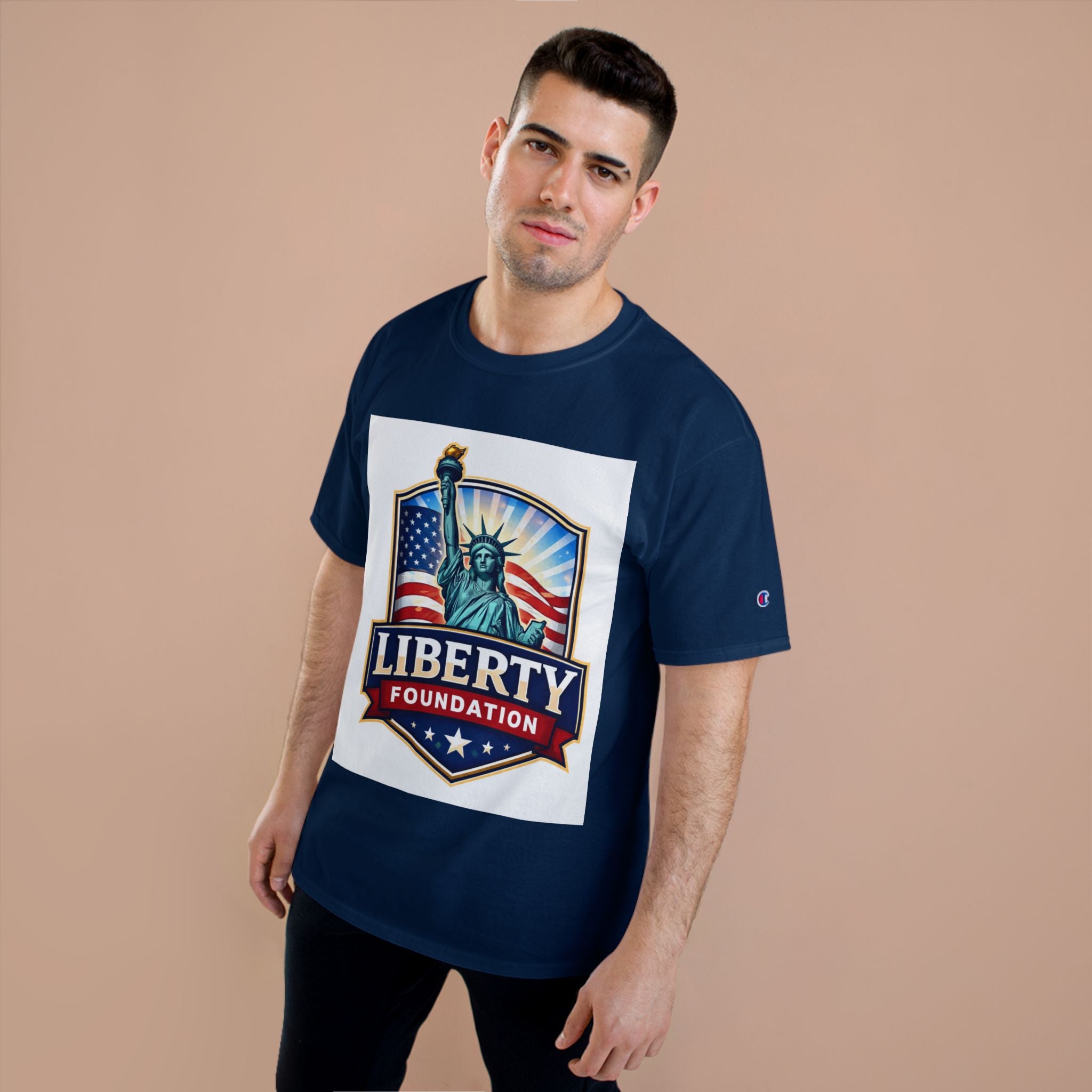 Liberty Foundation T-Shirt – Statue of Liberty American Flag Patriotic Tee