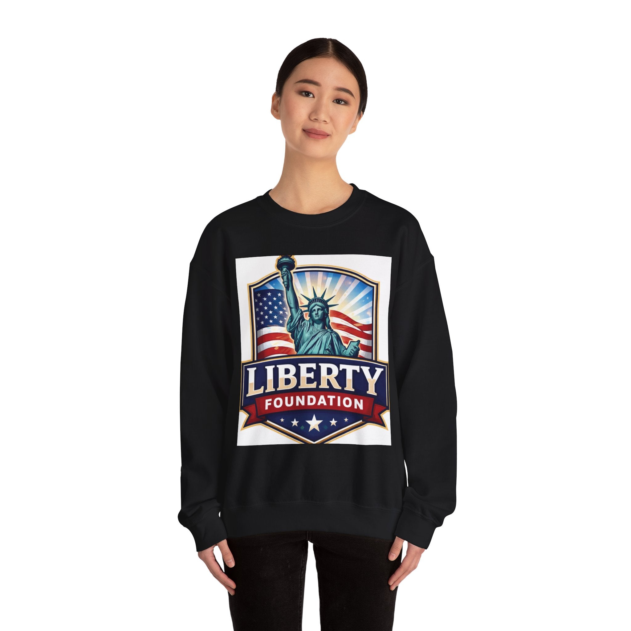Liberty Foundation Sweatshirt – Statue of Liberty & American Flag Crewneck