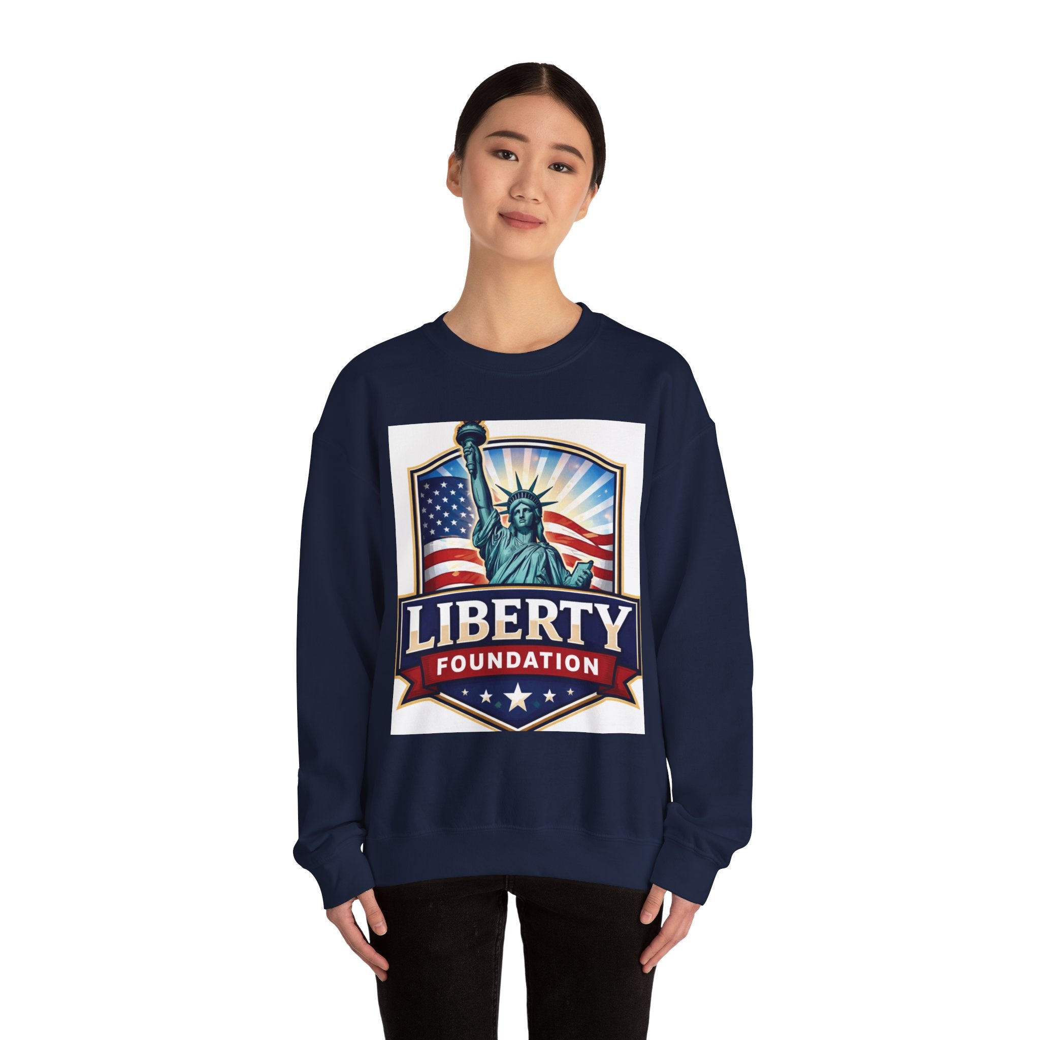 Liberty Foundation Sweatshirt – Statue of Liberty & American Flag Crewneck