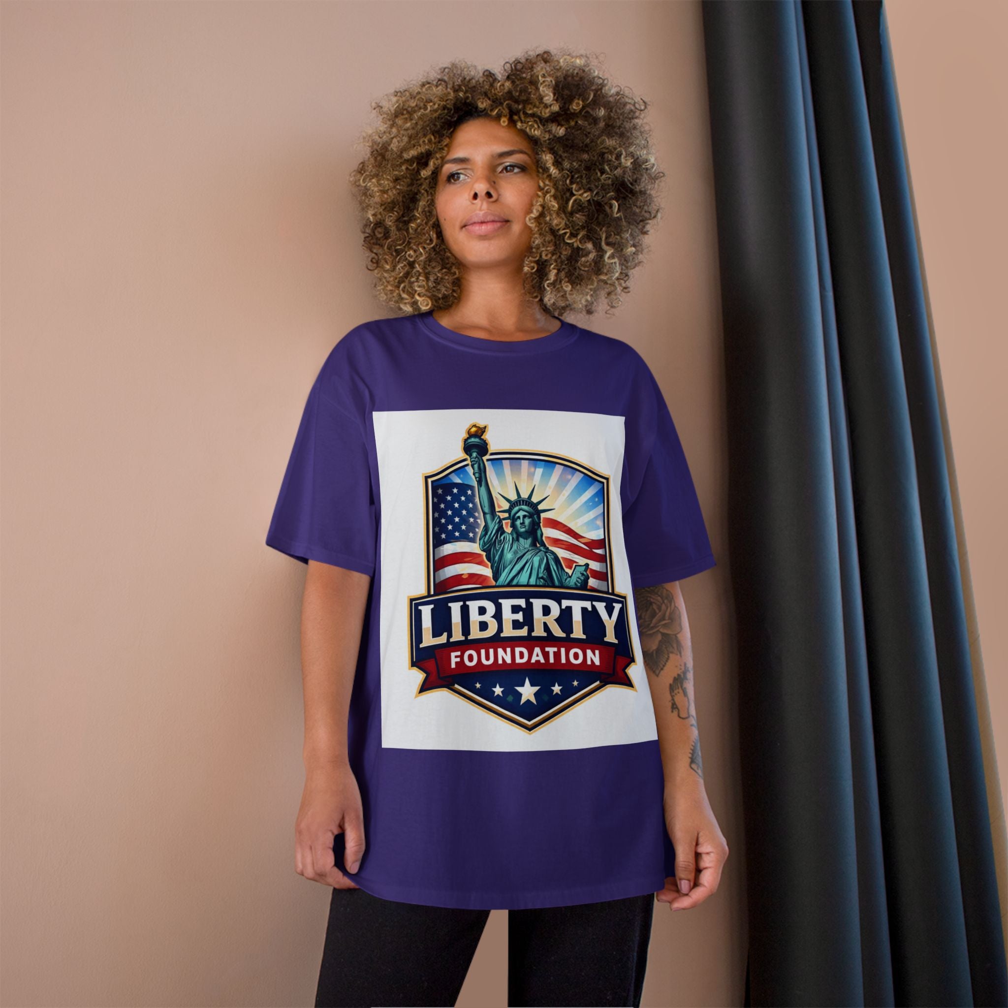 Liberty Foundation T-Shirt – Statue of Liberty American Flag Patriotic Tee