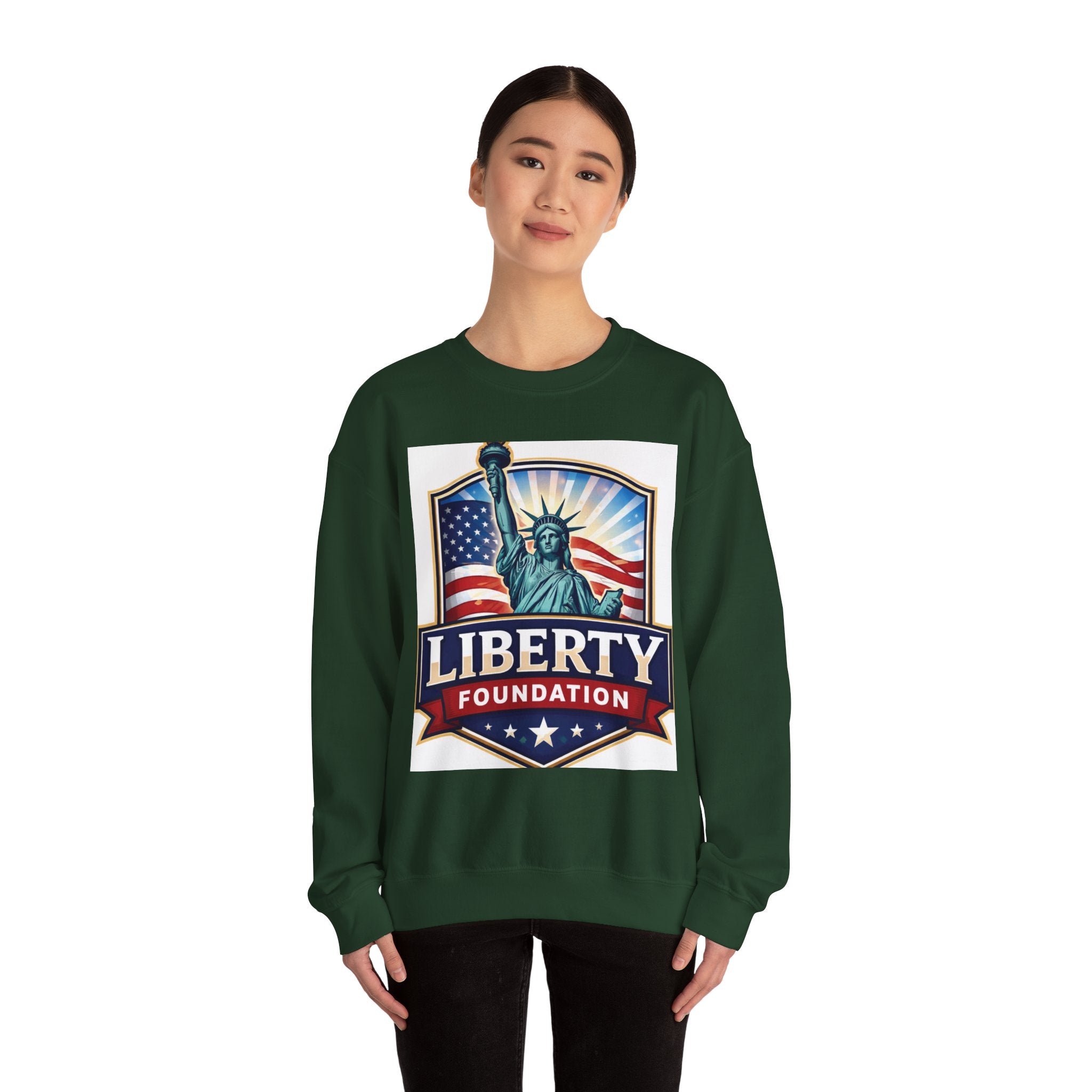 Liberty Foundation Sweatshirt – Statue of Liberty & American Flag Crewneck
