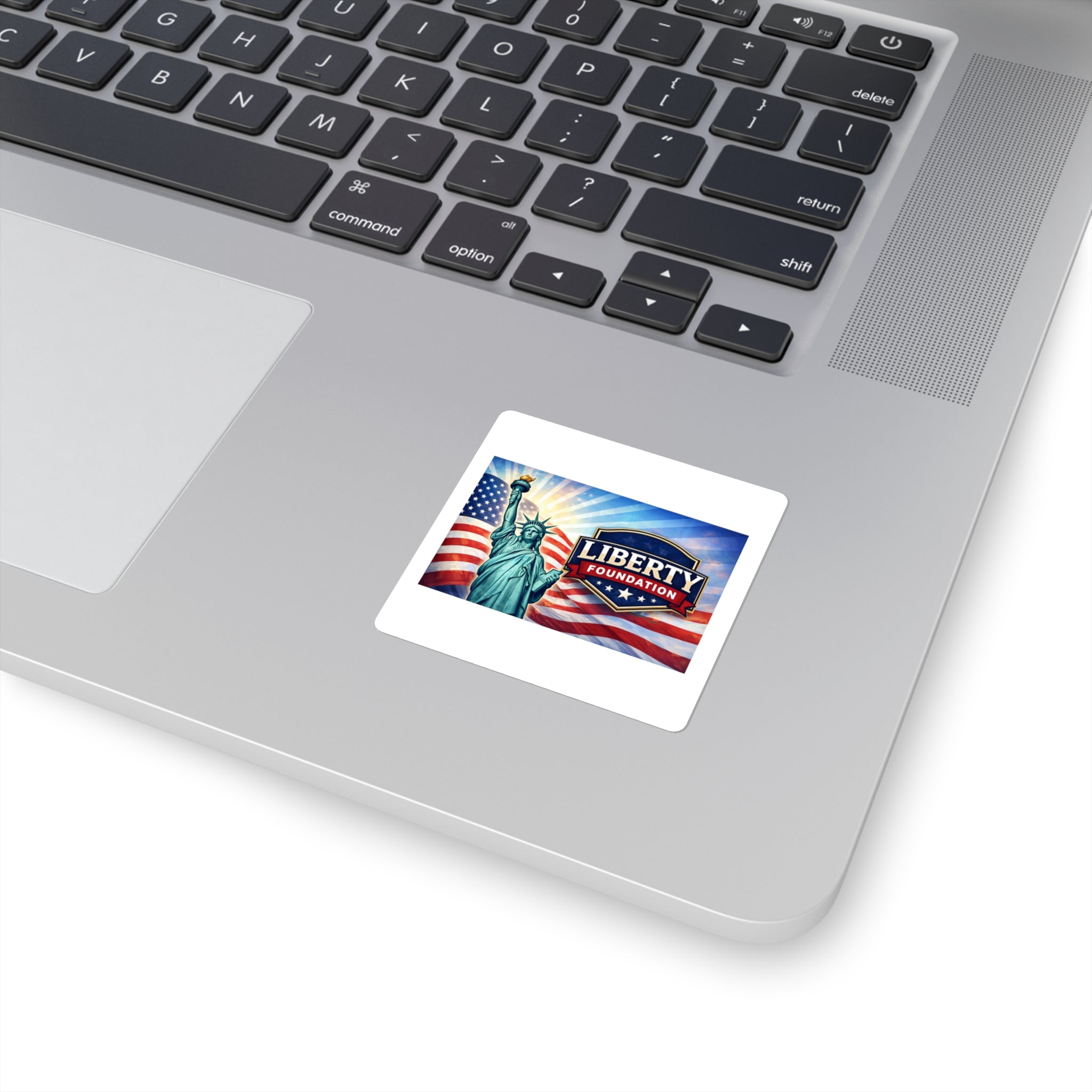 Square Sticker — Liberty Foundation Statue of Liberty & American Flag Patriotic Decal