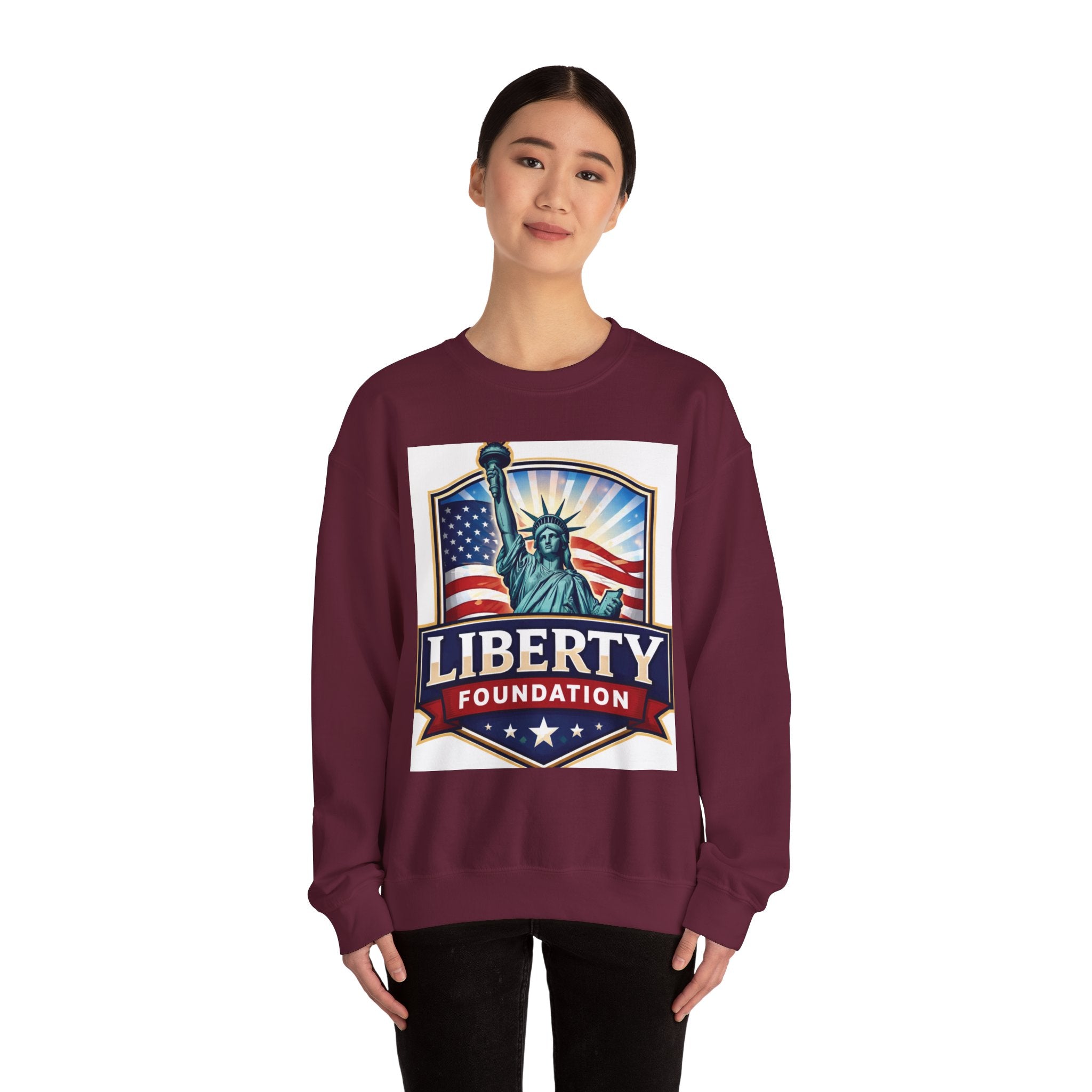 Liberty Foundation Sweatshirt – Statue of Liberty & American Flag Crewneck