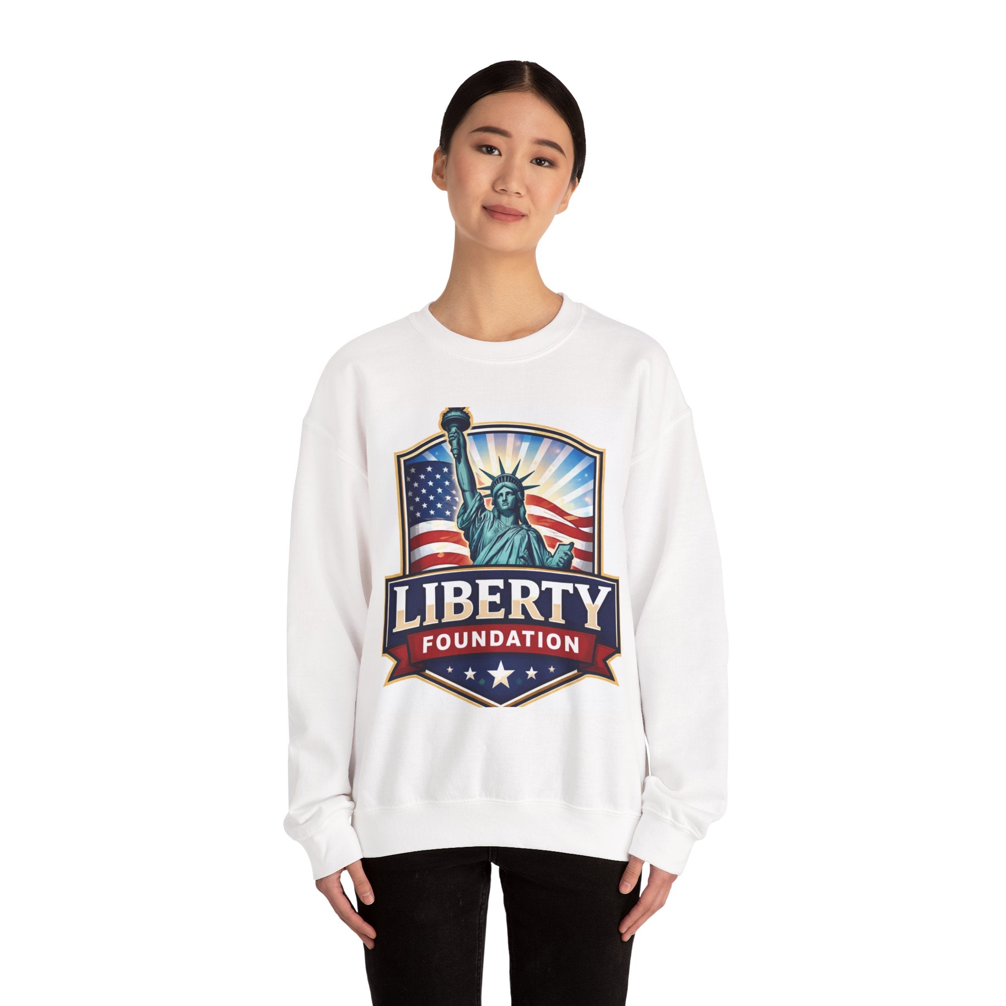 Liberty Foundation Sweatshirt – Statue of Liberty & American Flag Crewneck